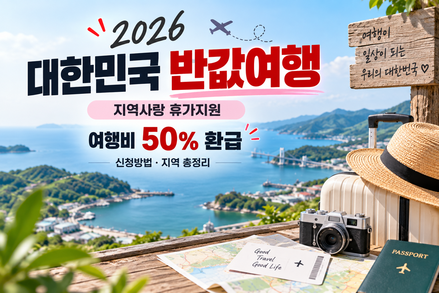 2026 대한민국 반값여행｜지역사랑 휴가지원 신청방법·지역·여행비 50% 환급