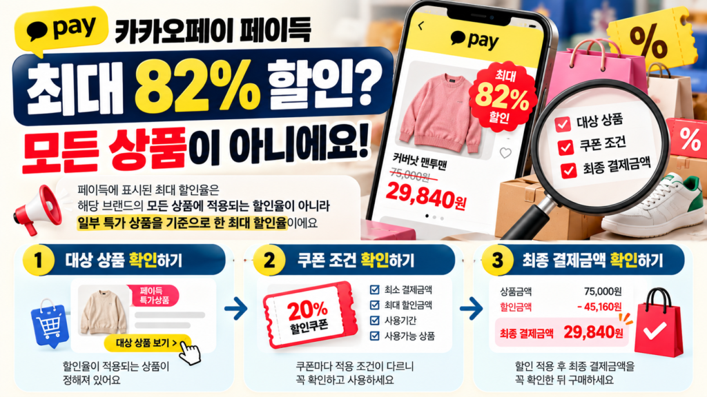 카카오페이 페이득 최대 할인율 대상 상품 쿠폰 조건 최종 결제금액 확인 방법