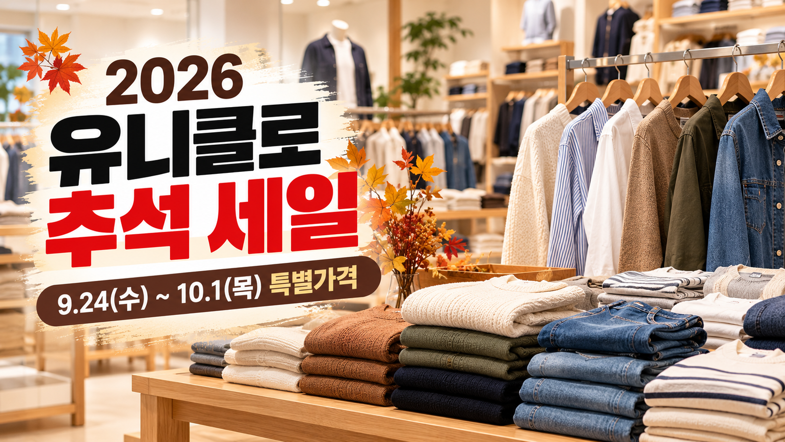 2026 유니클로 9월 추석 세일 기간, 10월 1일까지 특별가격 품목 정리