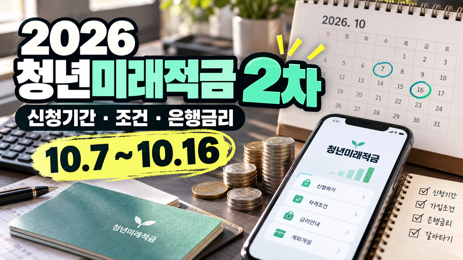 2026 청년미래적금 2차 신청기간 10월 7일부터 16일까지 조건과 은행금리 안내