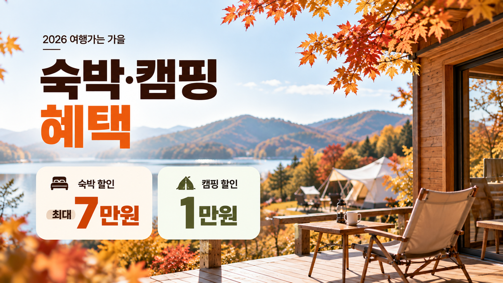 2026 여행가는 가을 숙박 최대 7만원 캠핑 1만원 할인 혜택