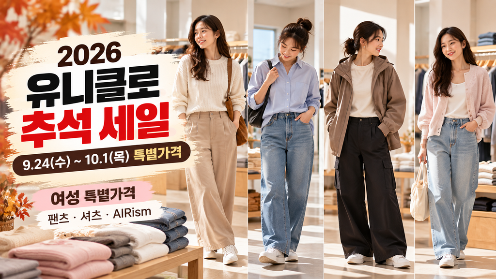 2026 유니클로 추석 세일 여성 팬츠 셔츠 AIRism 특별가격 상품