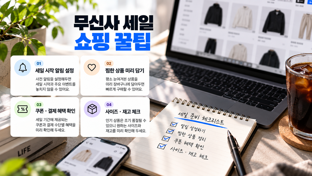 무신사 세일 전 알림 설정 찜한 상품 쿠폰 재고 사이즈 확인 쇼핑 팁
