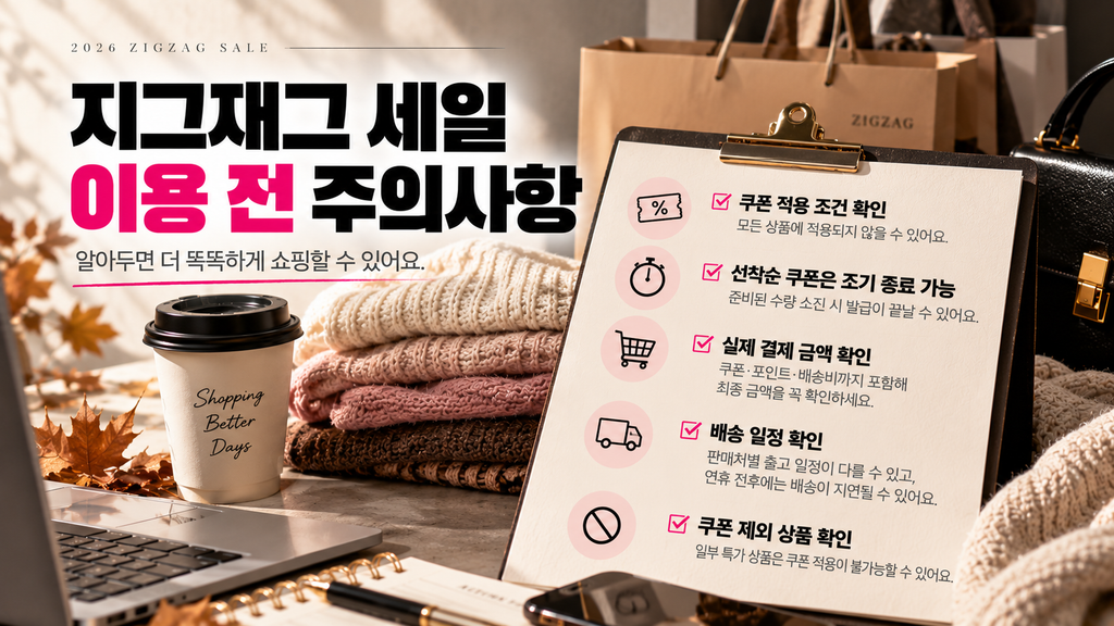 2026 지그재그 세일 쿠폰 적용 조건과 선착순 배송 일정 주의사항