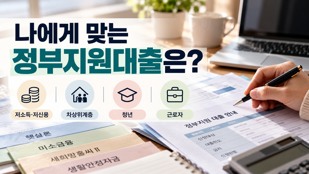 저소득 저신용 차상위계층 청년 근로자 정부지원대출 종류 안내