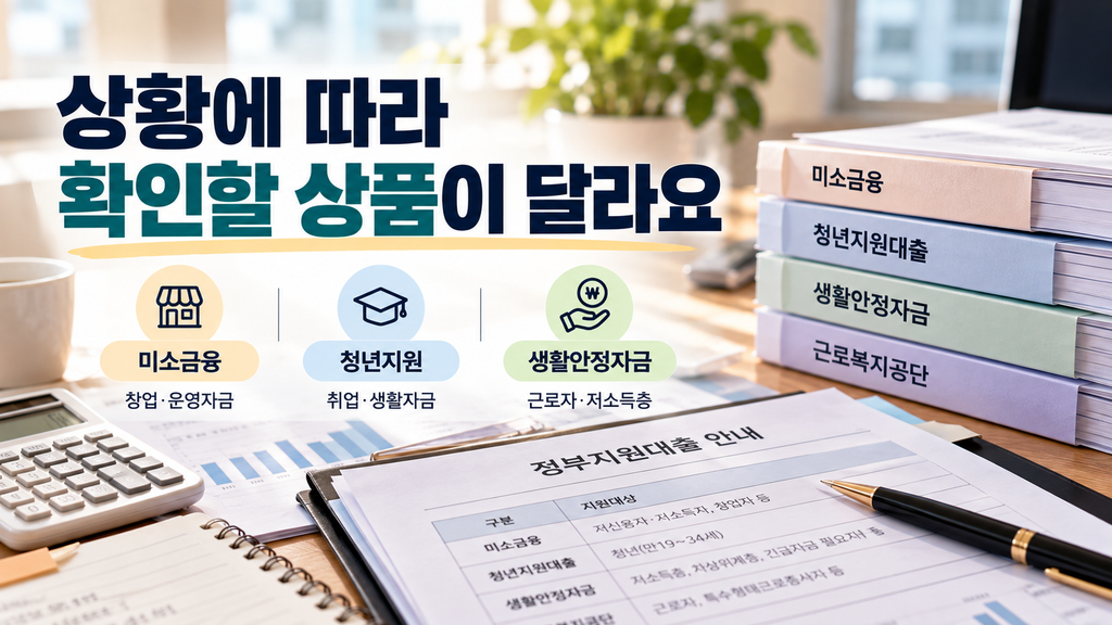 미소금융 청년지원대출 근로복지공단 생활안정자금 비교
