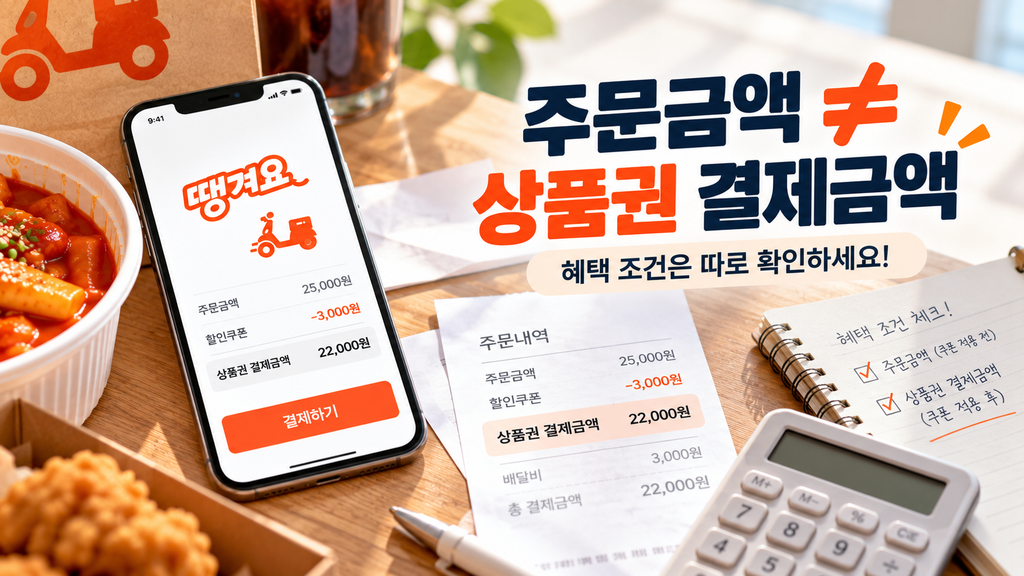 땡겨요 주문금액과 서울사랑상품권 실제 결제금액 차이 안내