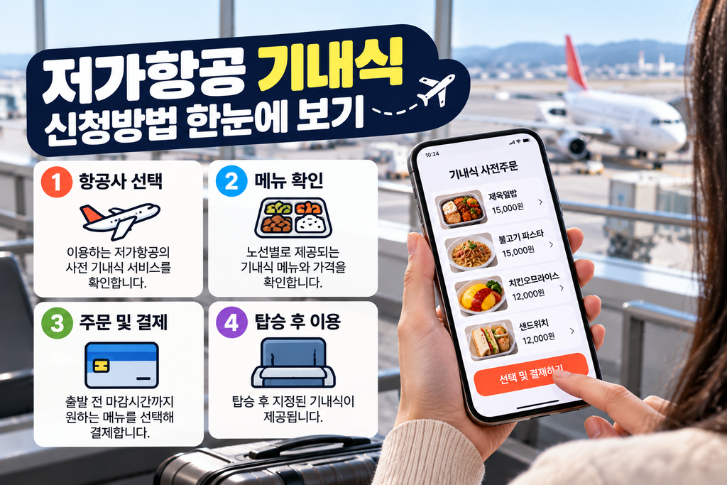 저가항공 기내식 사전주문 신청방법과 메뉴 가격 확인 방법