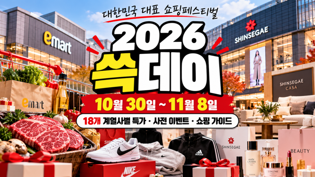 2026 쓱데이 10월 30일부터 11월 8일까지 신세계그룹 18개 계열사 할인 행사