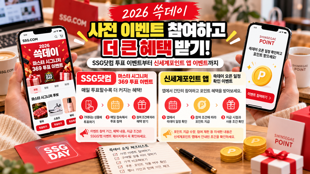 2026 쓱데이 SSG닷컴 마스터 시그니처 369 투표 이벤트와 신세계포인트 앱 이벤트