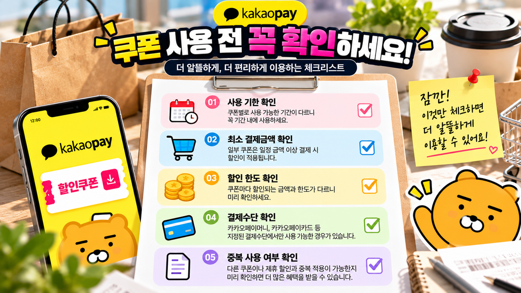 카카오페이 노난날 쿠폰 사용 기한 최소 결제금액 할인 한도 체크리스트