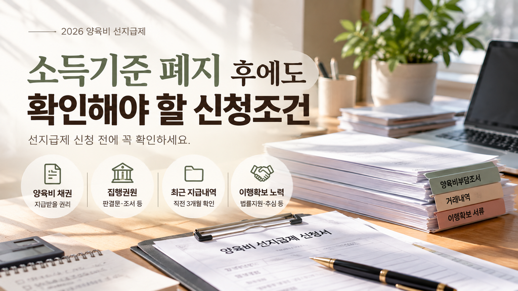 양육비 선지급제 신청조건 집행권원 최근 지급내역 이행확보