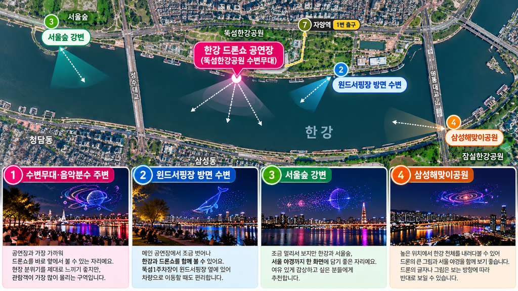 2026 한강 드론쇼 명당 4곳 위치 지도