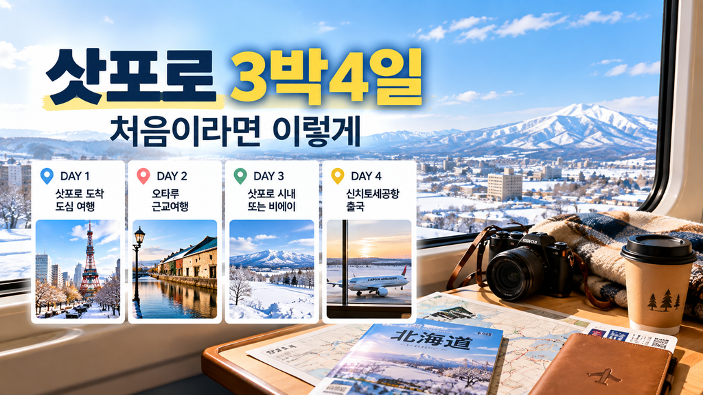 삿포로 3박4일 여행 코스 오타루 비에이 신치토세공항 일정