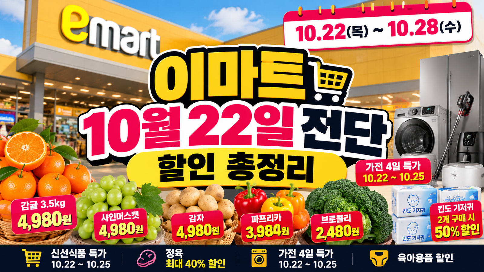 이마트 10월 22일 전단 할인 총정리｜28일까지 행사상품·가격·주말 특가